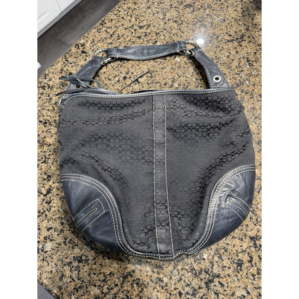 Vintage Coach Soho Black Signature Jacquard Slouchy Hobo Bag 2158 Y2K